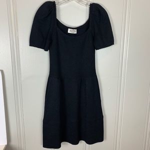 St. John black knit elegant drop waist dress Sz sm